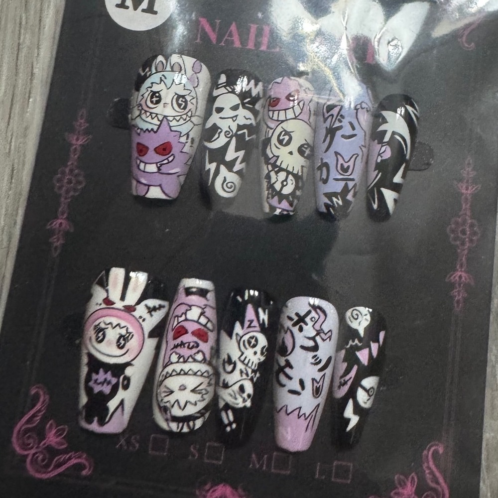Cartoon Anime Press‎ On Nails Halloween Kawaii Coffin False Nail Art Manicure